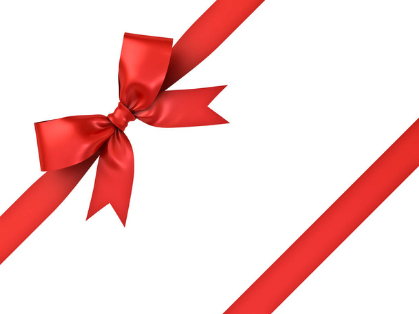 Red gift ribbon bow isolated on white background - Photo, Image