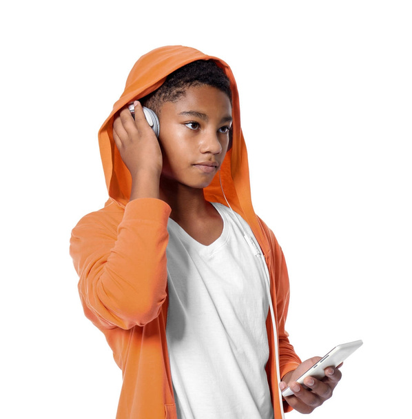 African-American teenager with headphones  - Fotó, kép