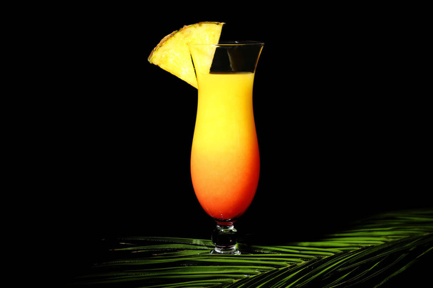 Glass with tasty exotic cocktail - Fotoğraf, Görsel
