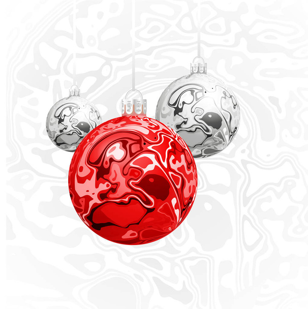 Christmas vector balls in the style of Marble Ink - Vektori, kuva