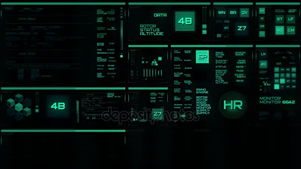Glowing green futuristic interface/Digital screen/HUD - Footage, Video