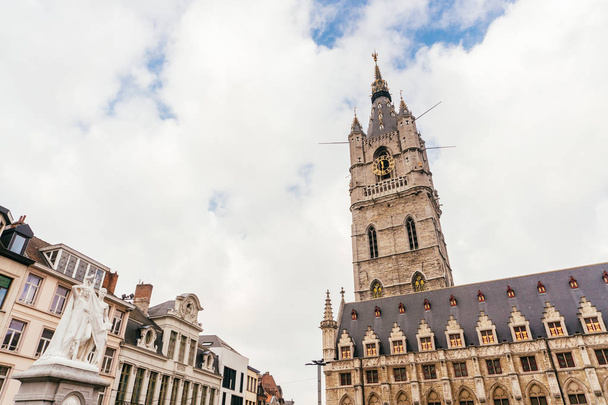 GHENT, BELGIUM - November, 2017: Architecture of Ghent city center. Ghent is medieval city and point of tourist destination in Belgium. - Photo, image