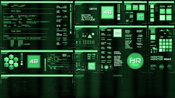 Interfaz futurista verde profundo / Pantalla digital / HUD
 - Metraje, vídeo