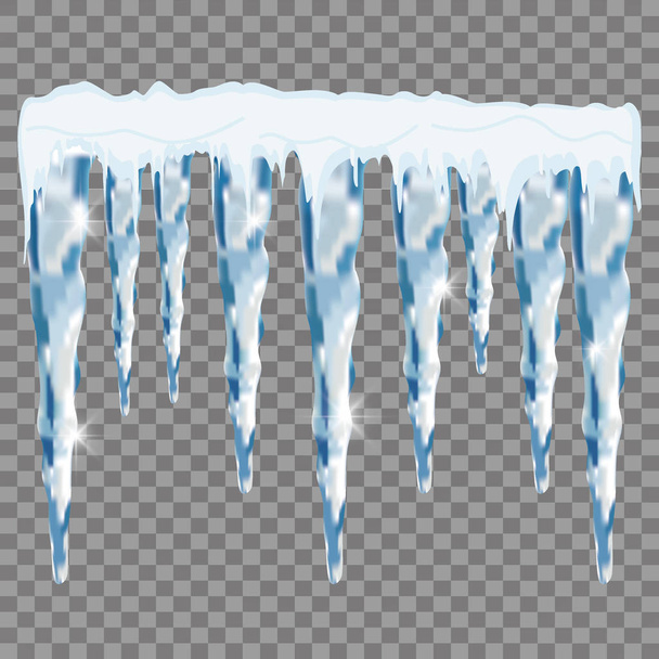 Conjunto de carámbanos de nieve aislados sobre fondo transparente. Ilustración vectorial
 - Vector, Imagen