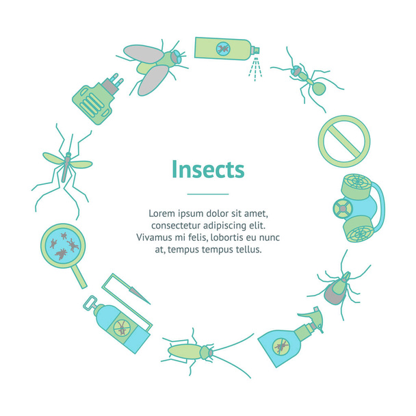 Color de la historieta No Insects Banner Card Circle. Vector
 - Vector, imagen