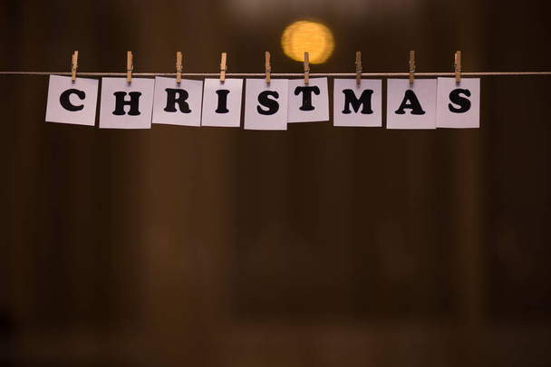 Noel metin, kağıtlara clothespins ile - Fotoğraf, Görsel