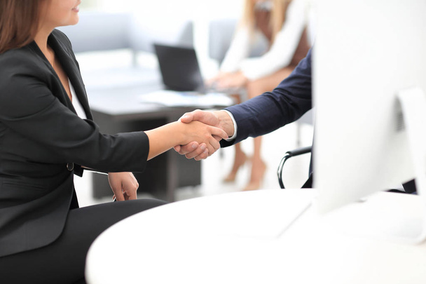 closeup of a business handshake women business partner.the business concept. - Photo, Image
