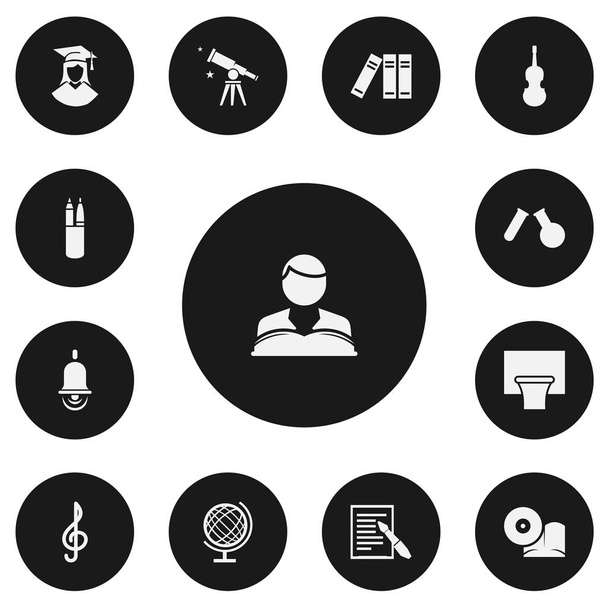 Set Of 13 Editable Education Icons. Includes Symbols Such As Quaver, Phial, List And More. Can Be Used For Web, Mobile, UI And Infographic Design. - Vector, Image