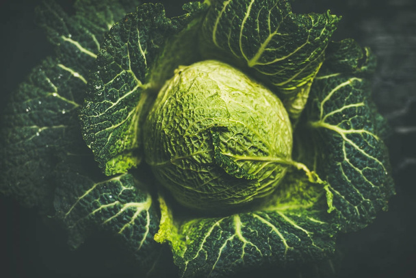 Raw fresh green cabbage - Фото, изображение