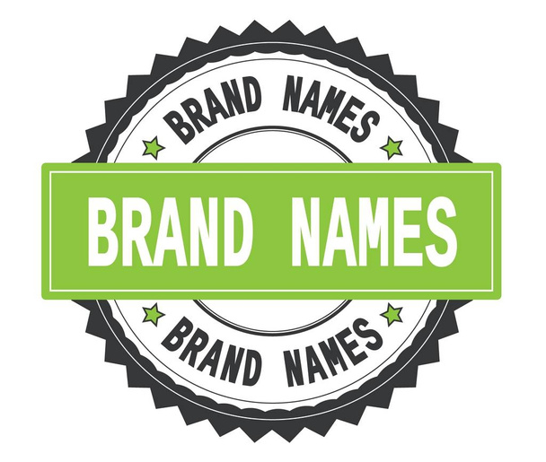 ジグザグ ジグザグ bor と灰色と緑の丸いスタンプのブランド名テキスト - 写真・画像