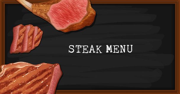 Steakkarte auf Tafel - Vektor, Bild