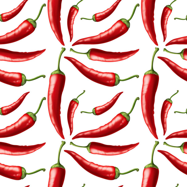 Naadloze achtergrond met rode chili - Vector, afbeelding