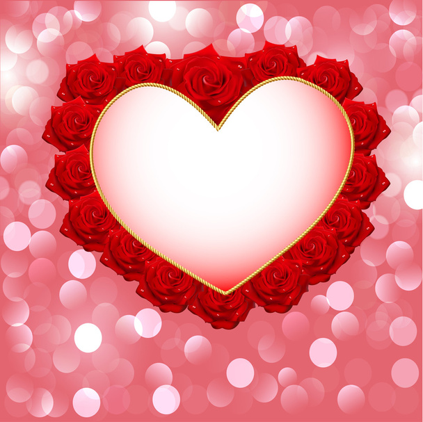 Background with heart made of roses for wedding invitation - Vector, Imagen