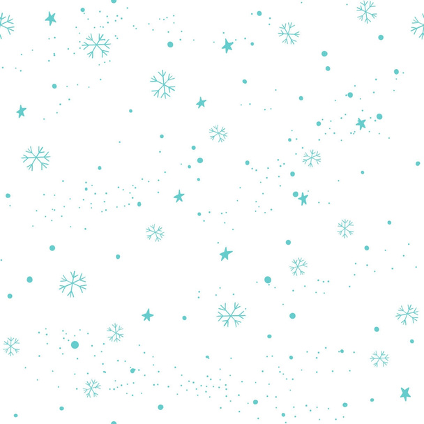 Christmas seamless pattern with stars and snowflakes - Vector, Image