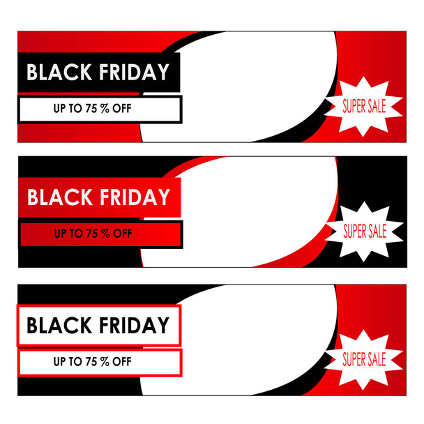 Musta perjantai banneri web flyer esite jopa 75% pois punainen ja musta muotoilu eristetty tausta
 - Vektori, kuva