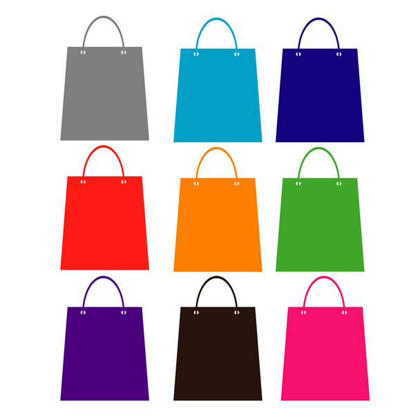 Colorfull shoping torba ikonę ustaw na białym tle na białym tle - Wektor, obraz