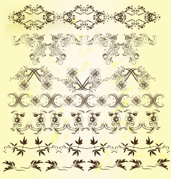 Coleção de bordas ornamentadas caligráficas
 - Vetor, Imagem