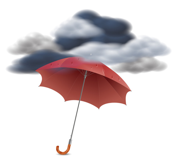 bezpečnostní koncepce - deštník pod mraky - Vektor, obrázek