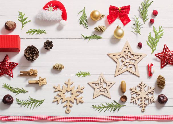 Christmas collection on wooden background  - Photo, Image