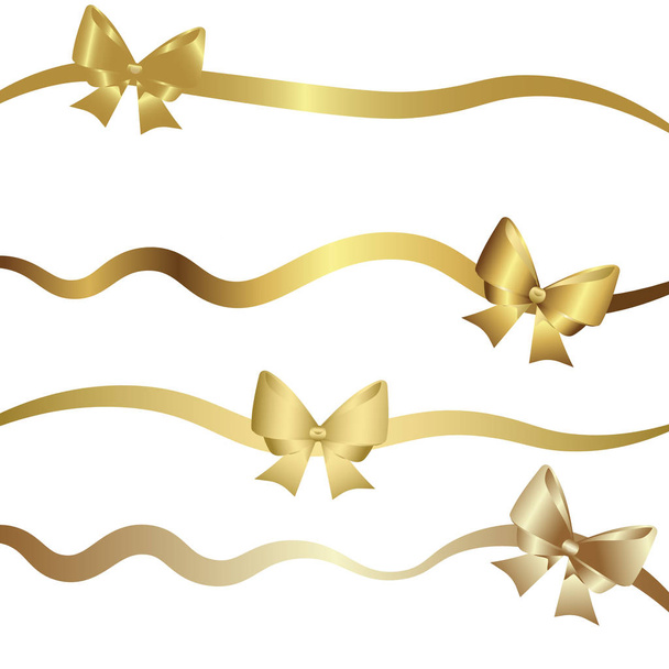  Gold gift bow ties for ribbons. vector illustration - Vector, Image