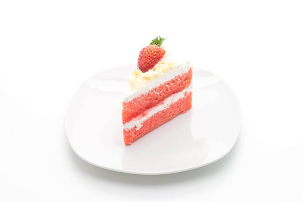 strawberry cake on white background - Foto, Imagen