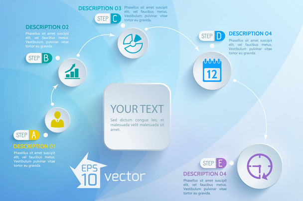Communication Steps Description Concept - Vector, afbeelding