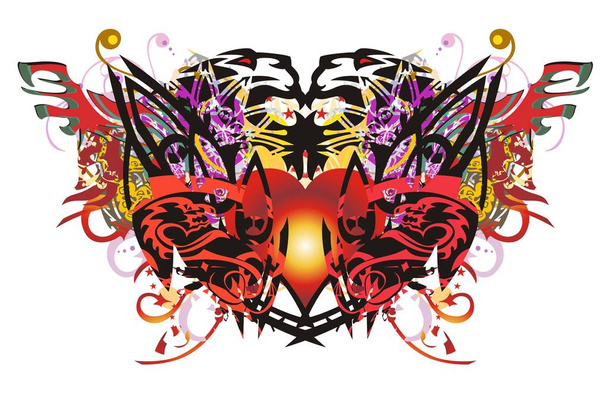 Grunge corazón de tigre salpicaduras de colores
 - Vector, Imagen