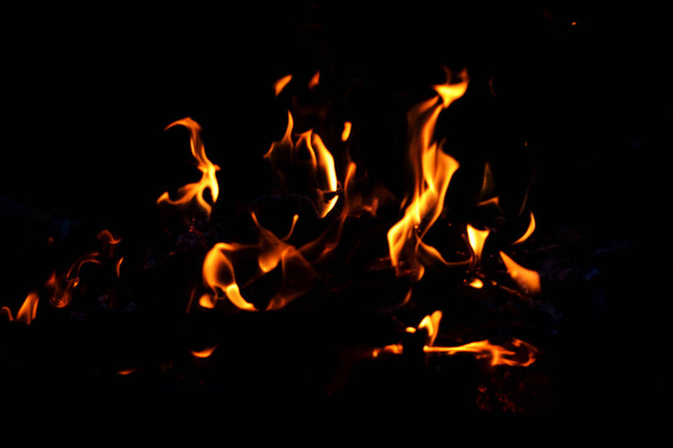  Fire flames on dark background - Foto, Imagen