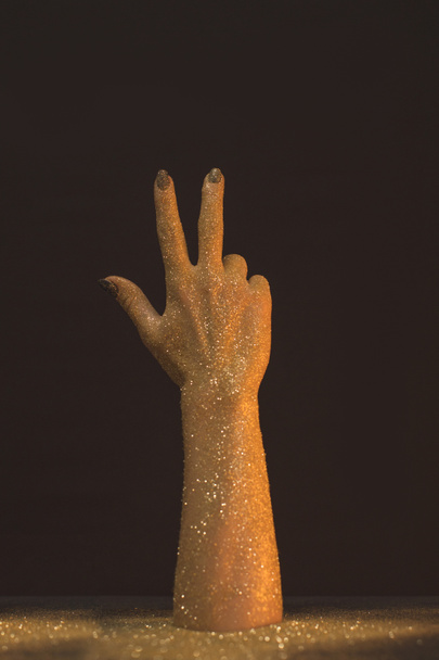 Wax hand showing three fingers - Foto, imagen