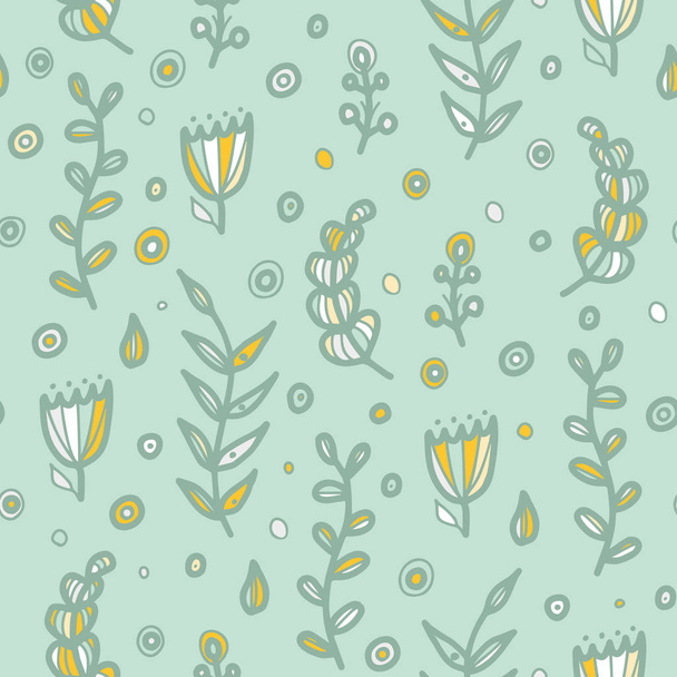 Floral seamless floral pattern in doodle style. - Vector, imagen