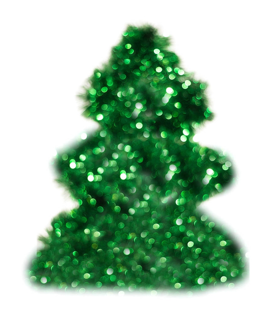 Zöld karácsonyi fények fenyő fa bokeh - karácsonyi fények által létrehozott világos bokeh háttér - Fotó, kép