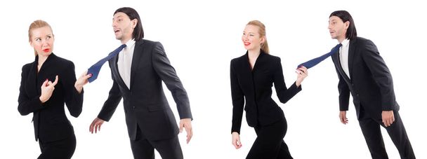 Biznesmen i kobieta na białym tle - Zdjęcie, obraz