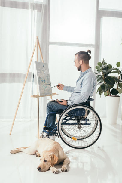 disabled man painting - Photo, Image