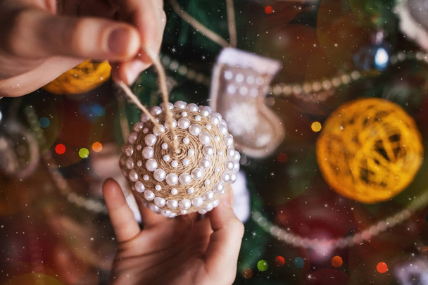 xmas ball. handmade toys - Фото, изображение
