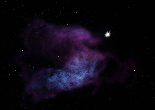 Being shone nebula. 3D rendering - Valokuva, kuva