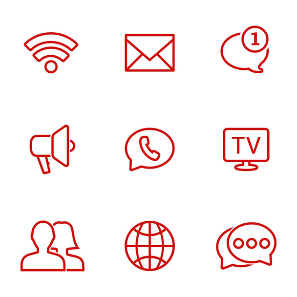 Linear communication icons set. Universal communication icon to use in web and mobile - Вектор,изображение