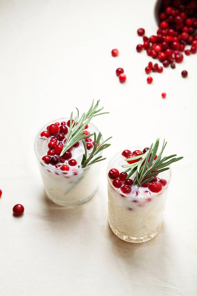 Coconut margarita with cranberries and rosemary - Fotoğraf, Görsel