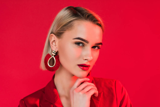 attractive fashionable girl in earrings - Foto, immagini