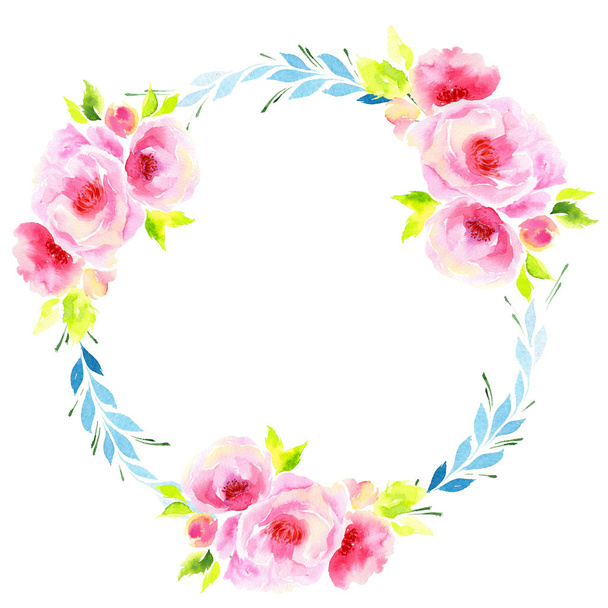 Eustoma flowers wreath  - Φωτογραφία, εικόνα