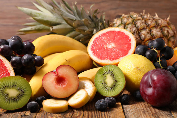 healthy eating, different fresh fruits, close up up view - Photo, Image