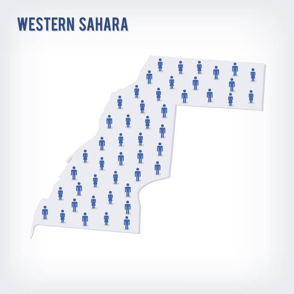 Vektor emberek térképe Nyugat-Szahara. A népesség fogalmának. - Vektor, kép