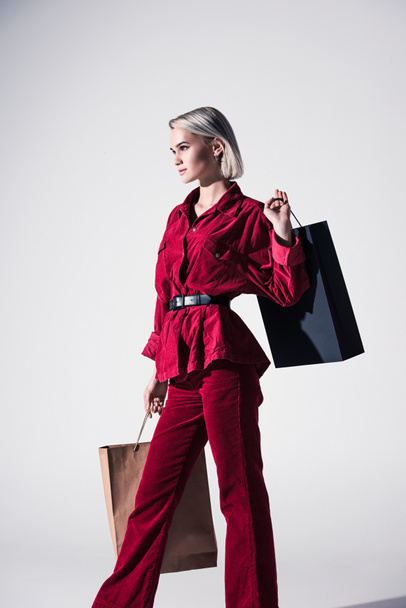 elegant girl with shopping bags - Foto, Imagem
