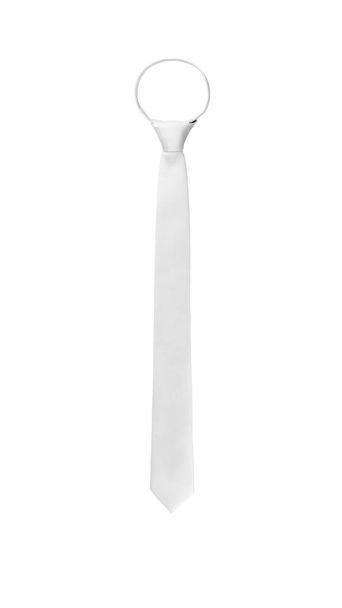 стильный узкий связанный белый галстук на белом фоне
 - Фото, изображение