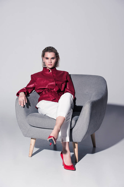 fashionable girl in armchair - Foto, Imagem