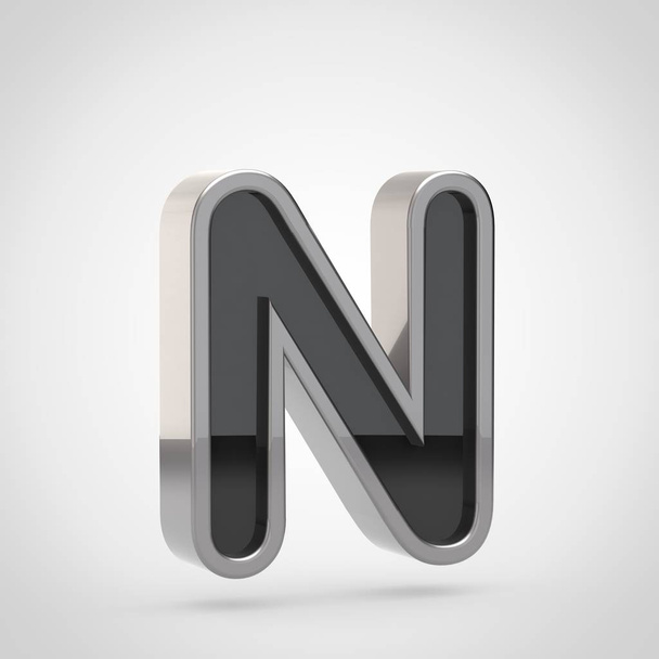 letter n uppercase with silver outline  - Photo, Image