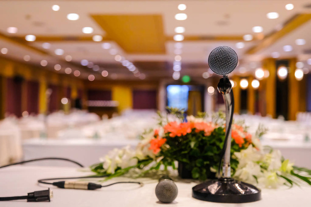 Close up of Microphone in meeting room for a seminar - Photo, Image