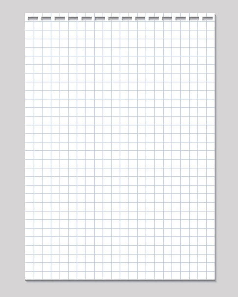 Ilustracja wektorowa realistyczne pustego arkusza papieru kwadratowych, z bloku na białym tle na szarym tle - Wektor, obraz