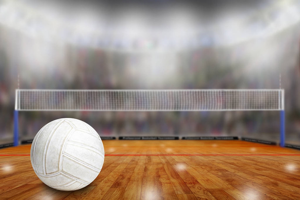 Волейбольная арена с мячом на корте и копировальное пространство
 - Фото, изображение