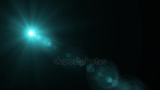 Abstract blue lens flare light animation over black background - Footage, Video