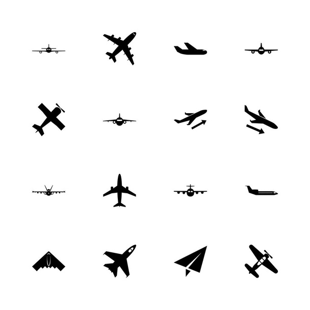 Aviones - Iconos de vectores planos
 - Vector, Imagen
